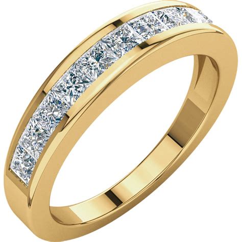 princess cut chanel set 14k gold band|princess cut diamond channel wedding.